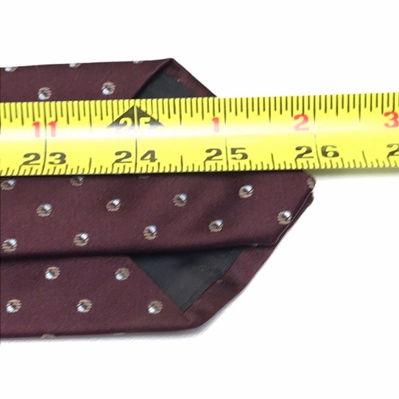 Lanvin Men's Vintage Tie Burgundy Maroon Logo Circles Geometric Men's Necktie - Picture 11 of 11